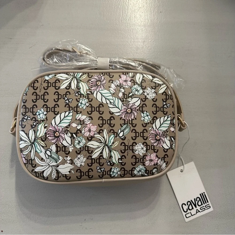 Cavalli Class Lucilla Camera Floral Women’s Zip Up Crossbody Purse NWT